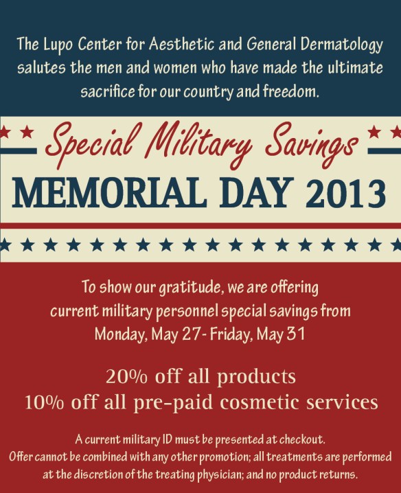 Special Military Savings - Memorial Day 2013