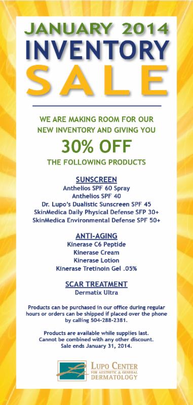 January 2014 - Inventory Sale